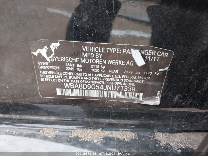 2018 BMW 330I XDRIVE - WBA8D9G54JNU71339