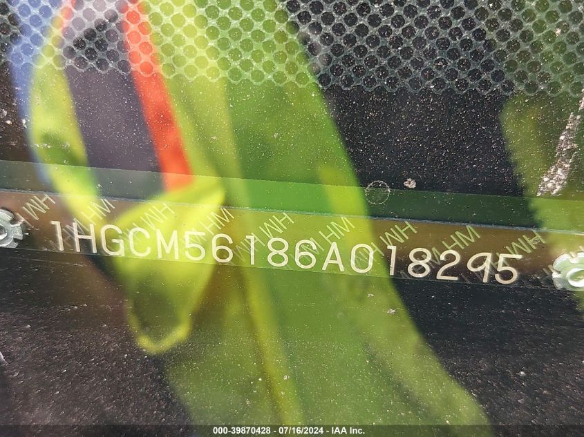 2006 Honda Accord 2.4 Vp VIN: 1HGCM56186A018295 Lot: 39870428