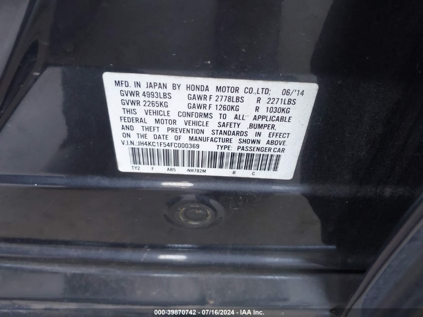 JH4KC1F54FC000369 2015 Acura Rlx