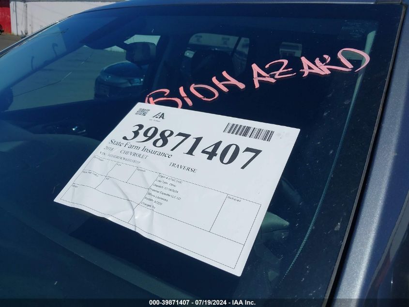 2018 Chevrolet Traverse Ls VIN: 1GNERFKW6JJ118119 Lot: 39871407