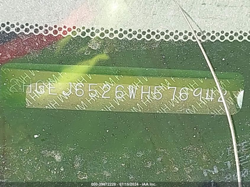 1998 Honda Civic Dx VIN: 2HGEJ6526WH576942 Lot: 39872228