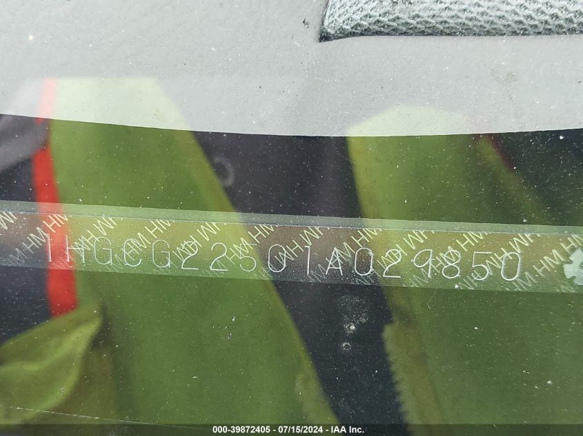 2001 Honda Accord 3.0 Ex VIN: 1HGCG22501A029850 Lot: 39872405