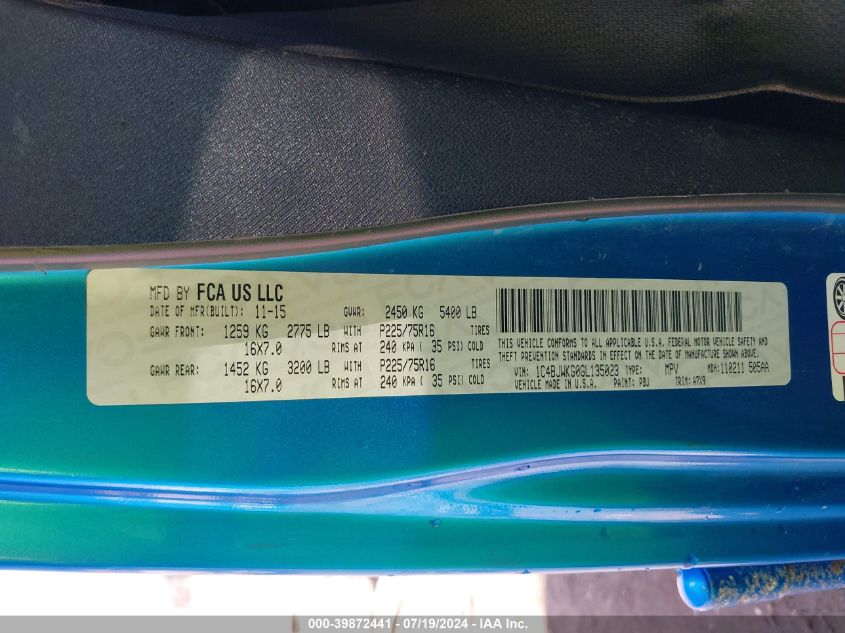 2016 JEEP WRANGLER UNLIMITED SPORT RHD - 1C4BJWKG0GL135023