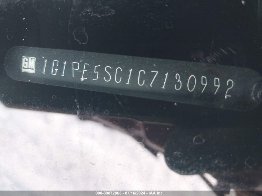 2012 Chevrolet Cruze Lt VIN: 1G1PE5SC1C7130992 Lot: 39872863