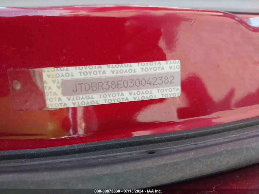 JTDBR38E030042382 2003 Toyota Corolla Le