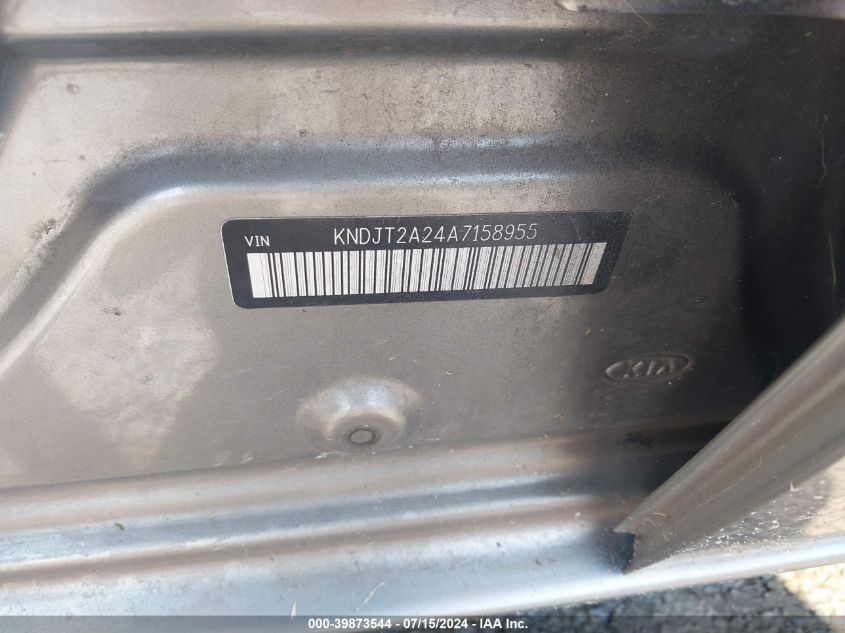 2010 Kia Soul + VIN: KNDJT2A24A7158955 Lot: 39873544