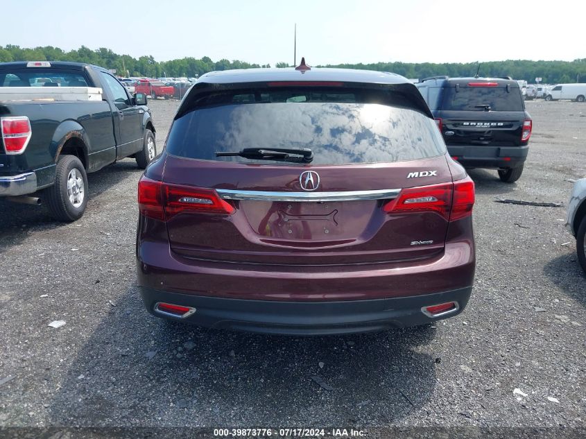 2015 Acura Mdx VIN: 5FRYD4H21FB009951 Lot: 39873776