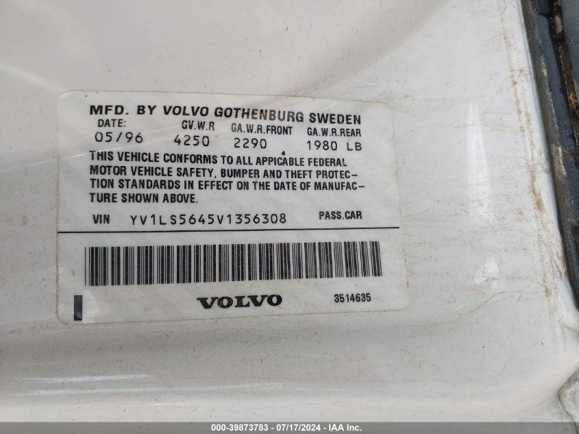 YV1LS5645V1356308 1997 Volvo 850 Glt