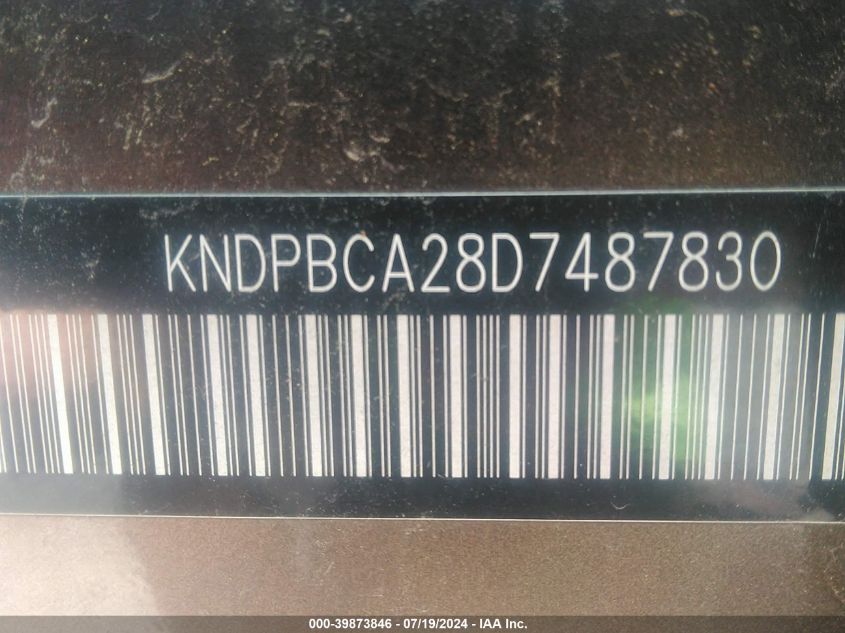 2013 Kia Sportage Lx VIN: KNDPBCA28D7487830 Lot: 39873846