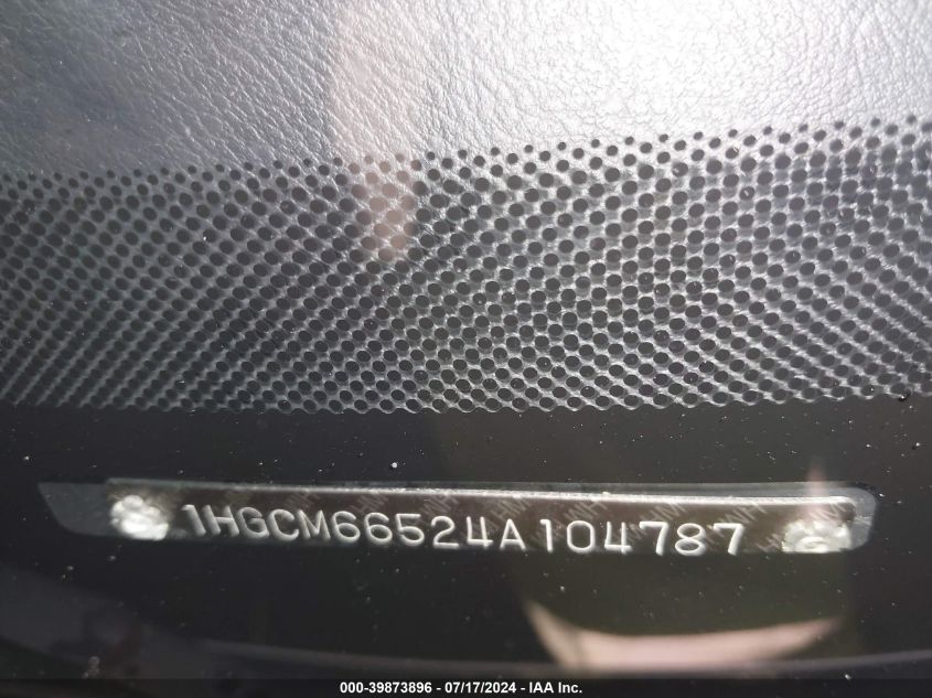 2004 Honda Accord 3.0 Ex VIN: 1HGCM66524A104787 Lot: 39873896