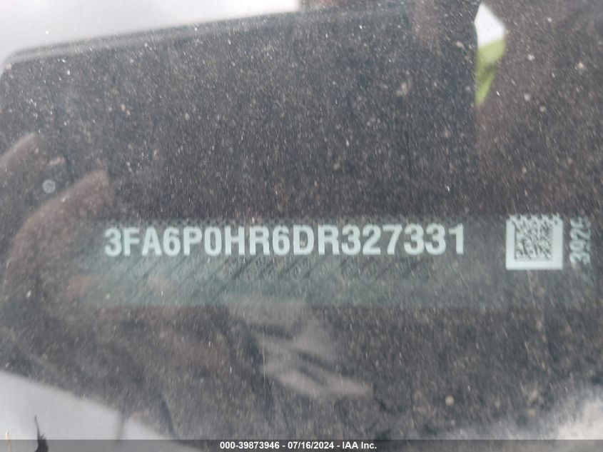 2013 Ford Fusion Se VIN: 3FA6P0HR6DR327331 Lot: 39873946