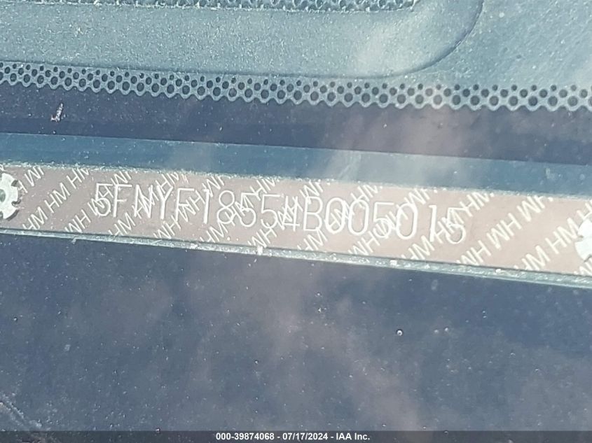 2004 Honda Pilot Ex-L VIN: 5FNYF18554B005015 Lot: 39874068