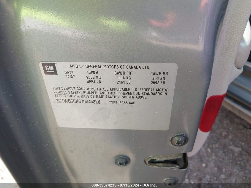 2007 Chevrolet Impala Ls VIN: 2G1WB58K379345328 Lot: 39874235