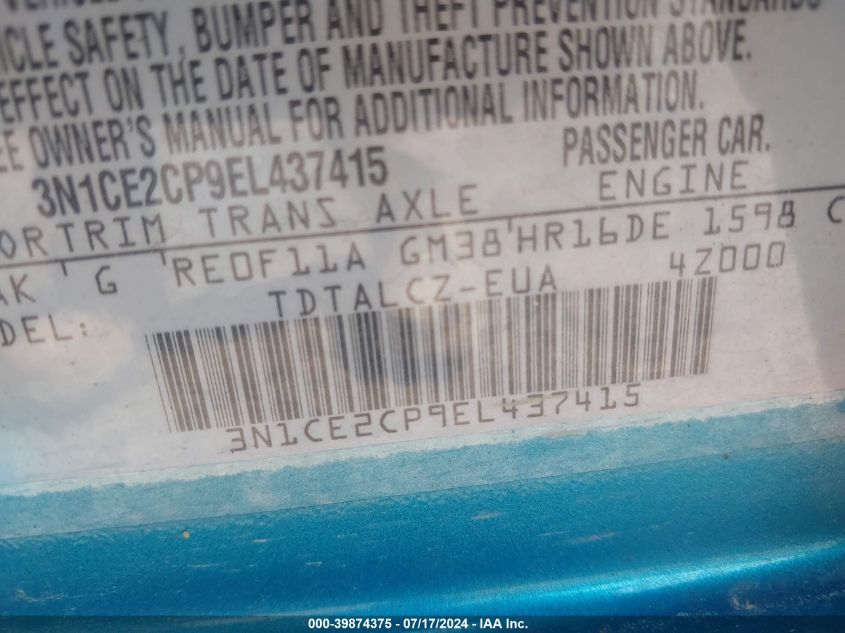 2014 Nissan Versa Note S Plus VIN: 3N1CE2CP9EL437415 Lot: 39874375