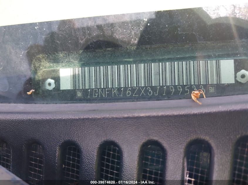 2003 Chevrolet Suburban 1500 Lt VIN: 1GNFK16ZX3J199533 Lot: 39874620