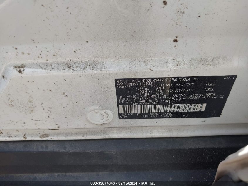 2021 Toyota Rav4 Xle VIN: 2T3W1RFV4MC134415 Lot: 39874843