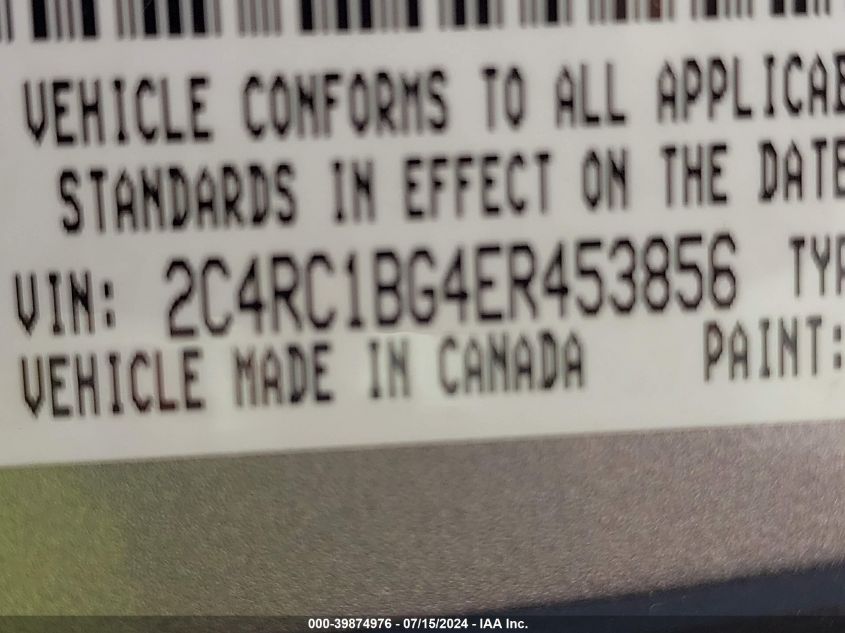 2014 Chrysler Town & Country Touring VIN: 2C4RC1BG4ER453856 Lot: 39874976
