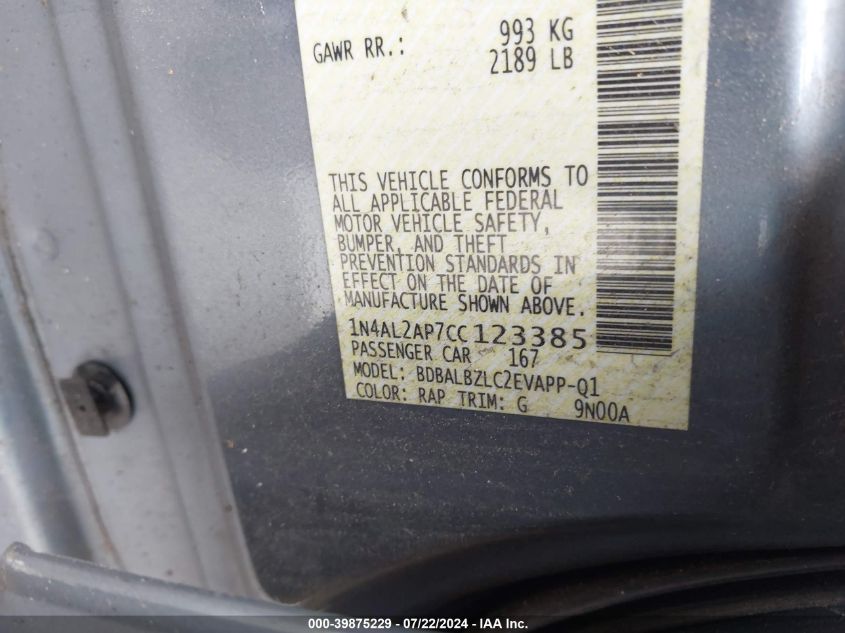 1N4AL2AP7CC123385 2012 Nissan Altima 2.5 S