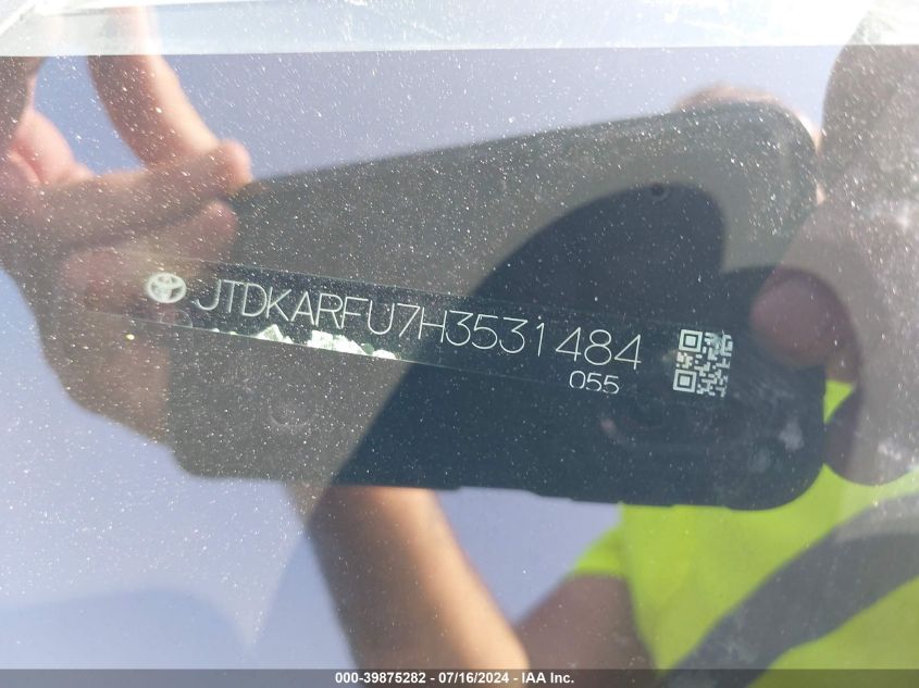 2017 Toyota Prius Four VIN: JTDKARFU7H3531484 Lot: 39875282