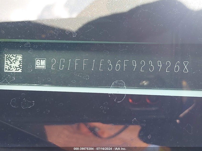 2015 Chevrolet Camaro 2Lt VIN: 2G1FF1E36F9239268 Lot: 39875384