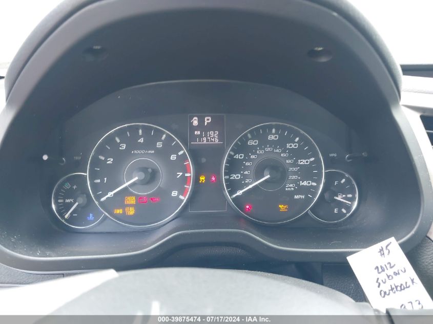 2012 Subaru Outback 2.5I VIN: 4S4BRBAC4C3277252 Lot: 39875474