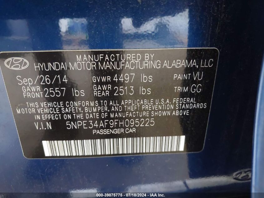 2015 HYUNDAI SONATA SPORT - 5NPE34AF9FH095225