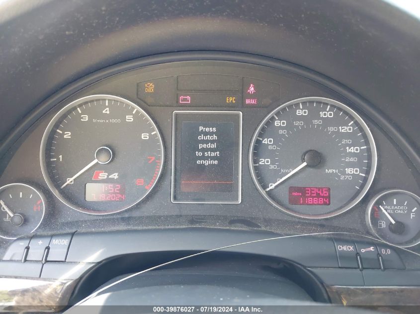 2005 Audi S4 4.2 VIN: WAUPL68E45A097999 Lot: 39876027