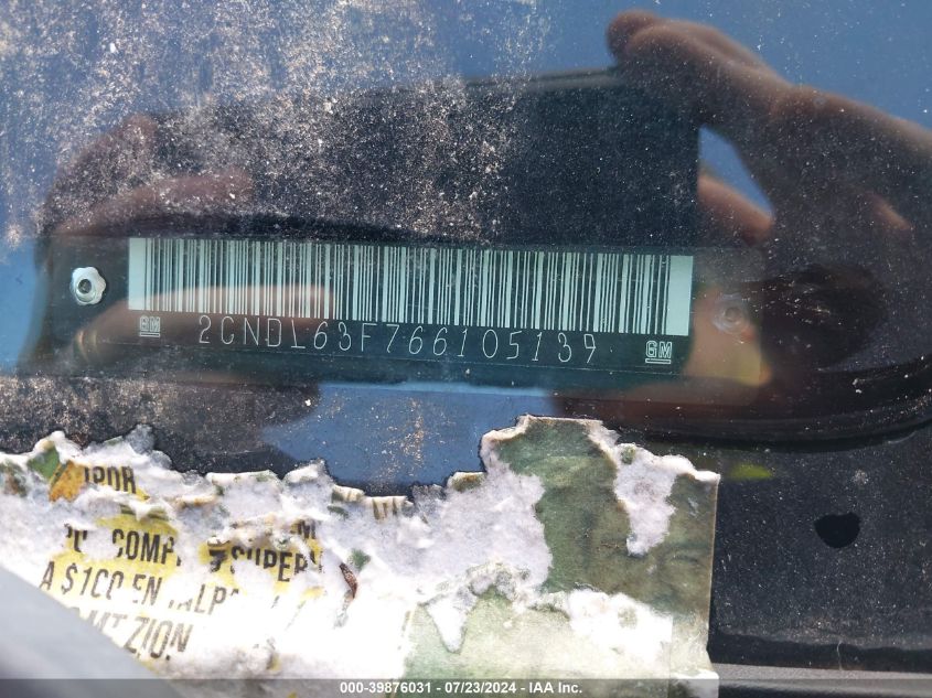 2006 Chevrolet Equinox Lt VIN: 2CNDL63F766105139 Lot: 39876031