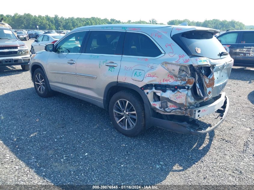 2017 Toyota Highlander Xle VIN: 5TDJZRFH4HS430084 Lot: 39876545