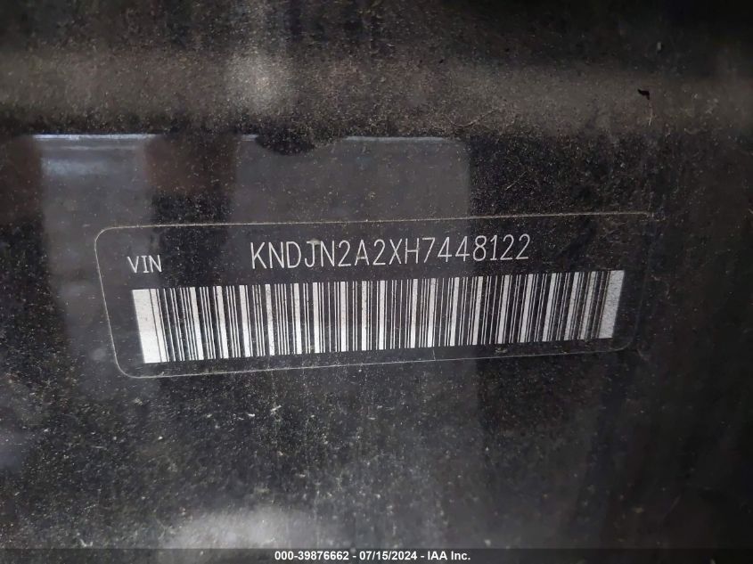 2017 Kia Soul VIN: KNDJN2A2XH7448122 Lot: 39876662