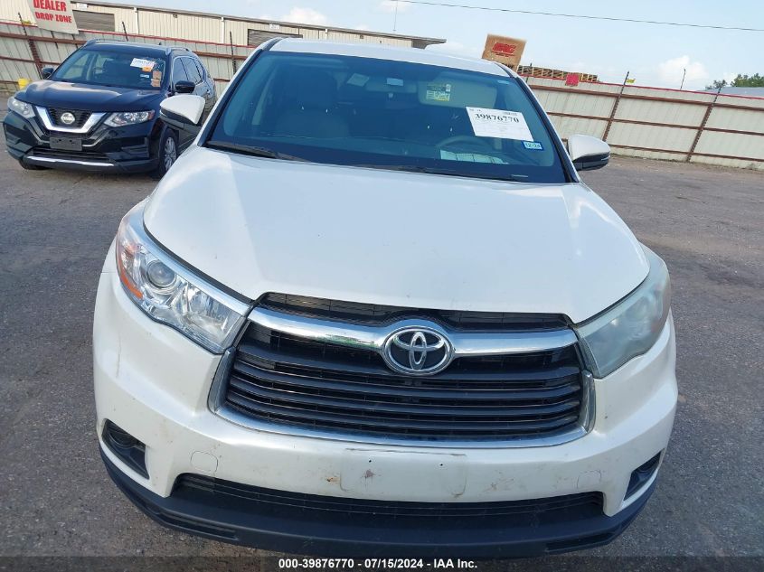 2016 Toyota Highlander Le VIN: 5TDZARFH2GS021252 Lot: 39876770