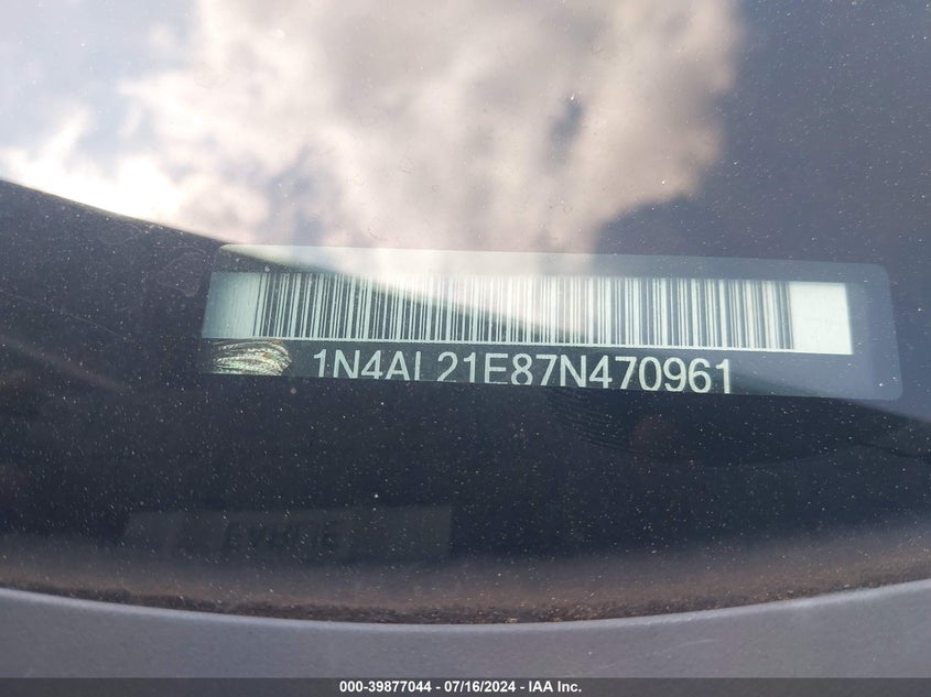 2007 Nissan Altima 2.5 S VIN: 1N4AL21E87N470961 Lot: 39877044