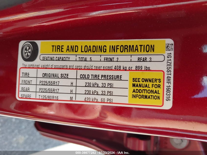 2017 Chevrolet Malibu 1Lt VIN: 1G1ZE5ST4HF160316 Lot: 39877282