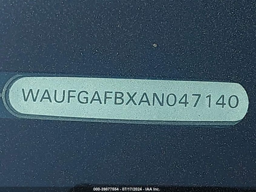 2010 Audi A6 3.0 Premium VIN: WAUFGAFBXAN047140 Lot: 39877554