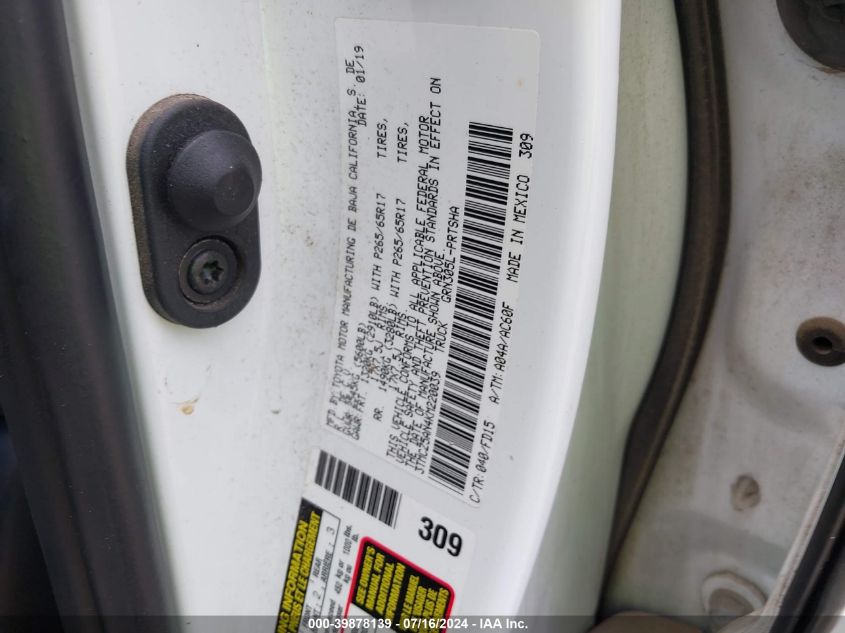 2019 Toyota Tacoma Trd Sport VIN: 3TMCZ5AN4KM220039 Lot: 39878139