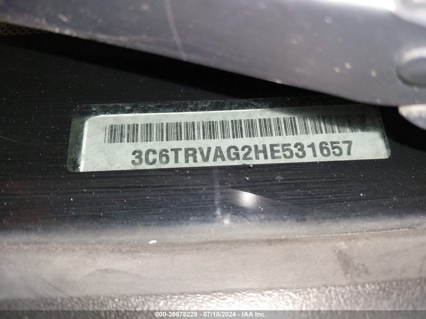 2017 Ram Promaster 1500 Low Roof 136 Wb VIN: 3C6TRVAG2HE531657 Lot: 39878229