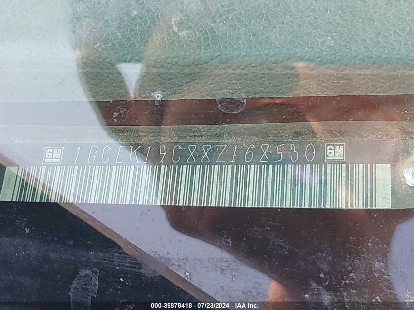 2008 Chevrolet Silverado 1500 Work Truck VIN: 1GCEK19C88Z168530 Lot: 39878418