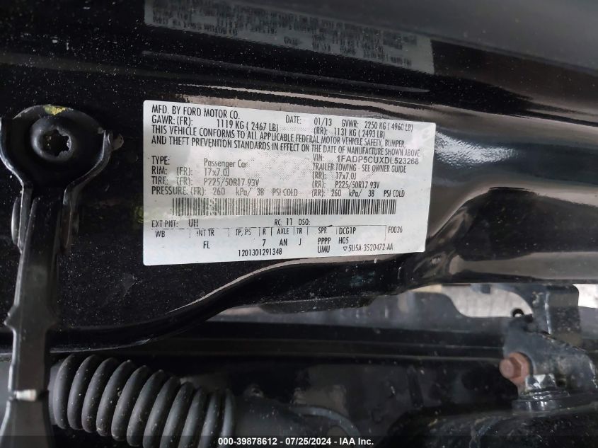 2013 Ford C-Max Energi Sel VIN: 1FADP5CUXDL523268 Lot: 39878612