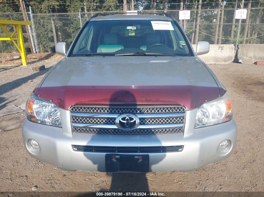 2006 Toyota Highlander Hybrid Limited V6 VIN: JTEDW21A160002878 Lot: 39879190