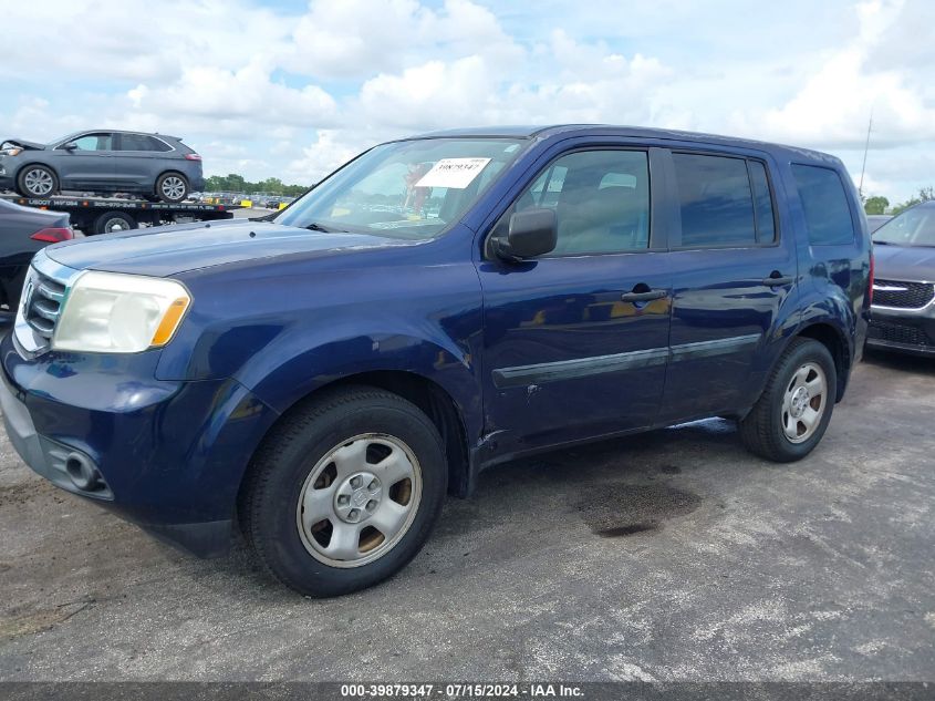 2013 Honda Pilot Lx VIN: 5FNYF3H20DB009992 Lot: 39879347