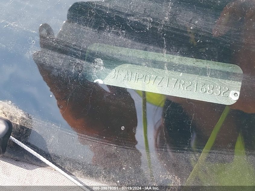 2007 Ford Fusion Se VIN: 3FAHP07Z17R216832 Lot: 39879351