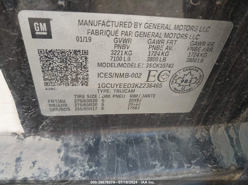 2019 CHEVROLET SILVERADO 1500 K1500 RST - 1GCUYEED3KZ236465