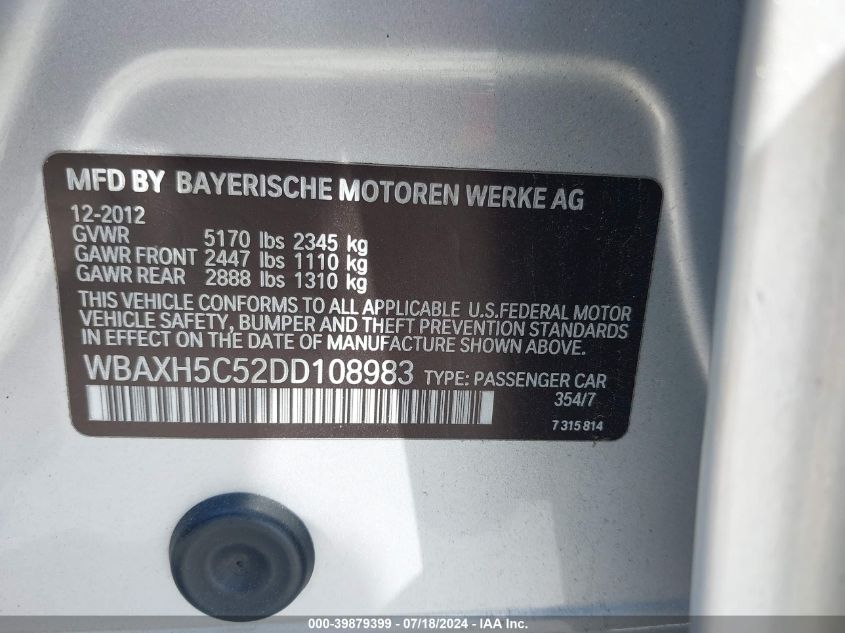 WBAXH5C52DD108983 2013 BMW 528I xDrive