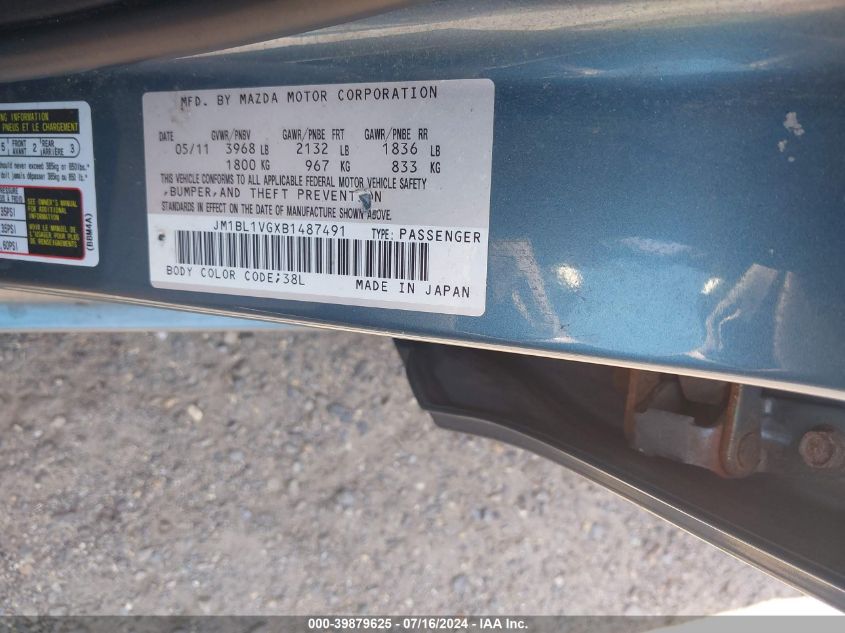 2011 Mazda Mazda3 I Touring VIN: JM1BL1VGXB1487491 Lot: 39879625