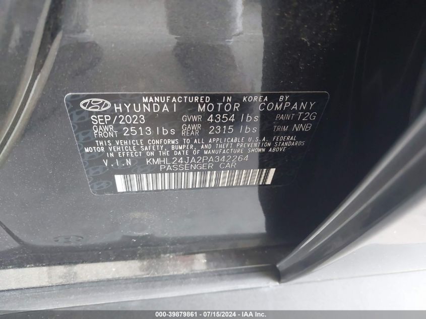 2023 Hyundai Sonata Se VIN: KMHL24JA2PA342264 Lot: 39879861