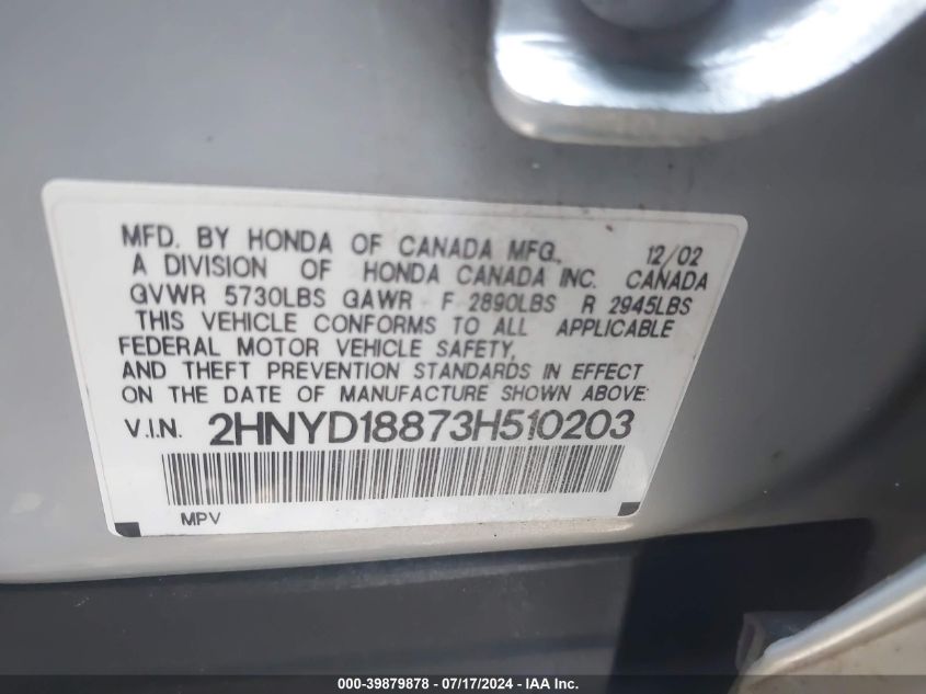 2HNYD18873H510203 2003 Acura Mdx