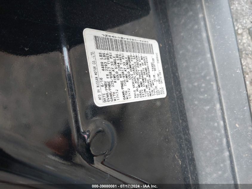 2016 Nissan Rogue S VIN: JN8AT2MT6GW014590 Lot: 39880081