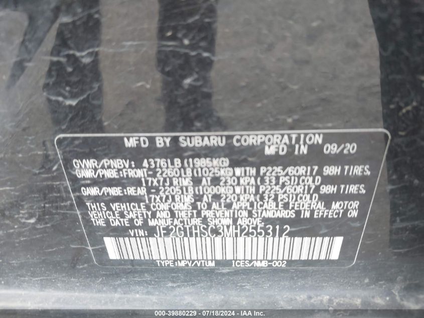 JF2GTHSC3MH255312 2021 Subaru Crosstrek Sport