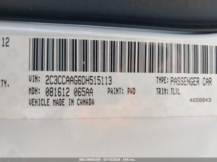 2013 Chrysler 300 Motown VIN: 2C3CCAAG6DH515113 Lot: 39880358