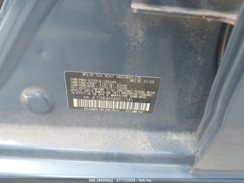 2010 Subaru Impreza 2.5I VIN: JF1GH6A68AH812345 Lot: 39880842